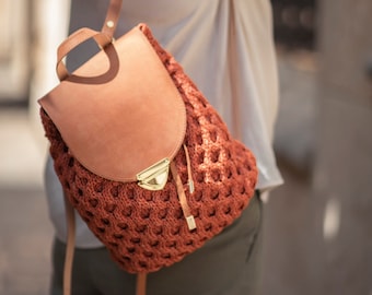 Patrón de Tejer Mochila, Vídeo Tutorial, Patrón de Tejer PDF, Patrón paso a paso, Mochila de punto DIY