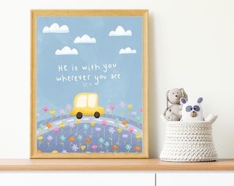 Car Islamic Kids Print: Faith Inspired Nursery Art
