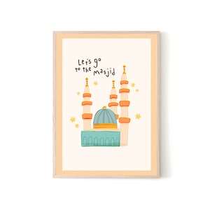 Masjid imprimible / DESCARGA DIGITAL / Impresión islámica de mezquita para niños / Arte de pared islámico para niños / Decoración para niños musulmanes / Arte infantil musulmán