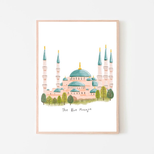Blue Mosque Print | Islamic Wall Art | Sultan Ahmet | Islamic Print | Souvenir | Mosque Islamic Art | Istanbul | Turkey Islamic Prints