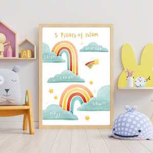 5 Pillars of Islam print | Islamic Kids Print | Childrens Wall Art | Eid Gift for Kids | Childrens Eid Gift | Ramadan Kids Gift | Nursery