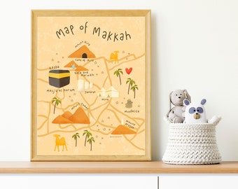 Map of Makkah print | Islamic Kids Print | Childrens Wall Art | Eid Gift for Kids | Childrens Eid Gift | Ramadan Kids Gift | Islamic Nursery