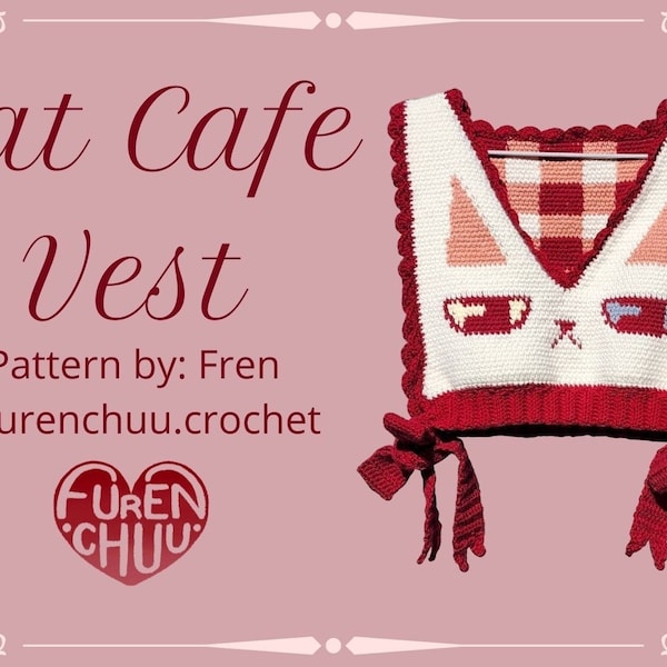 MOTIF AU CROCHET : Gilet Cat Cafe