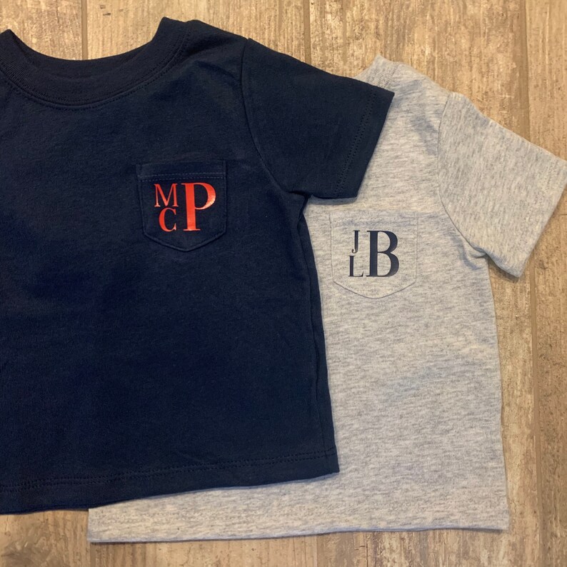 Kids Monogram Pocket TShirt Boys Monogram Shirt Boys Etsy