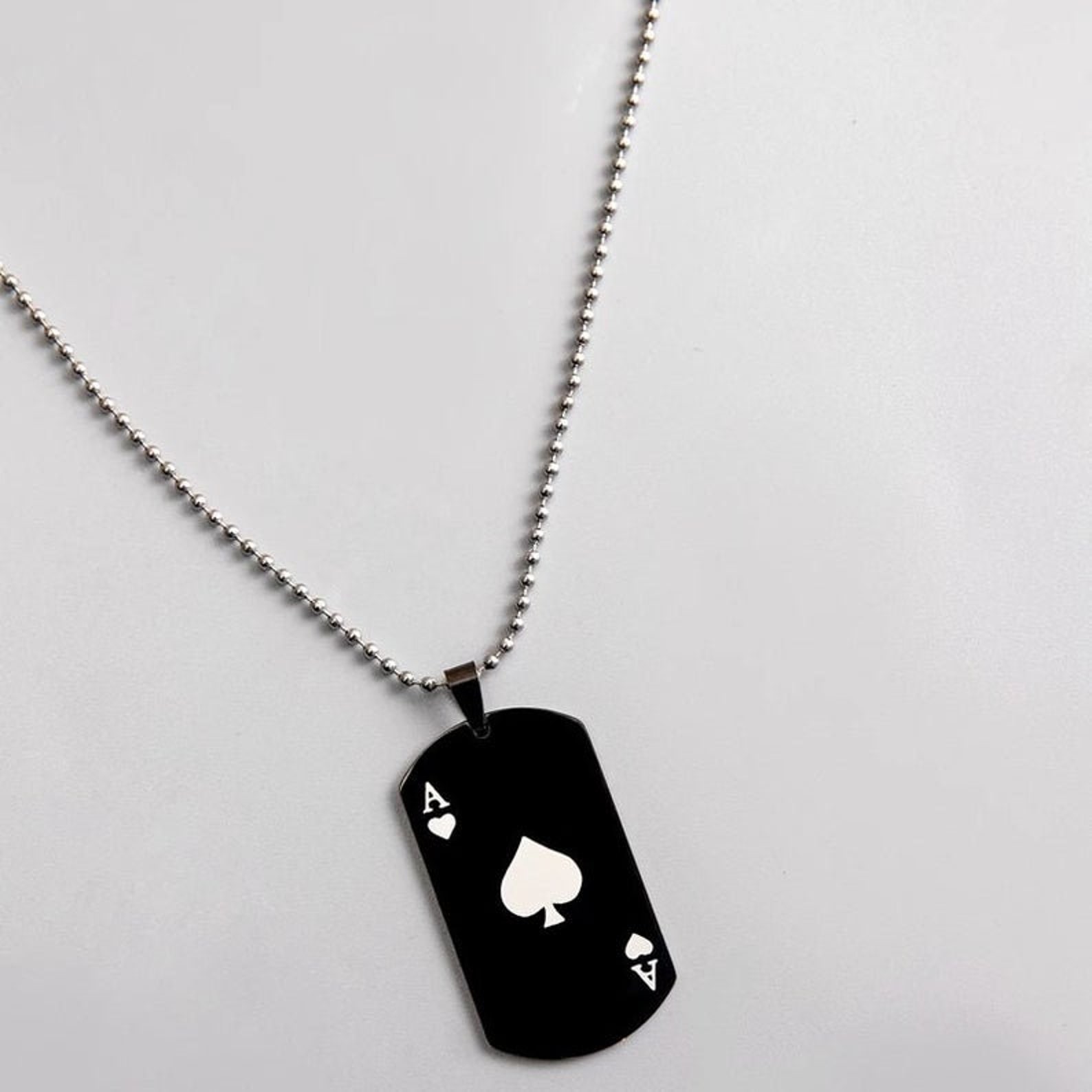 Ace of Spades Necklace Poker Card Pendant Black Good Luck Etsy