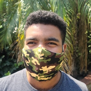 Camouflage Face Mask with filter pocket / Adult / Youth / 100% Cotton / Reusable and Washable / Double Layer / Breathable / Unisex