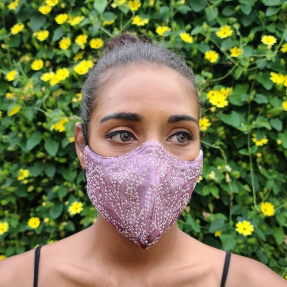 Fancy Face Mask With Rhinestones / 100 Cotton / Reusable Etsy