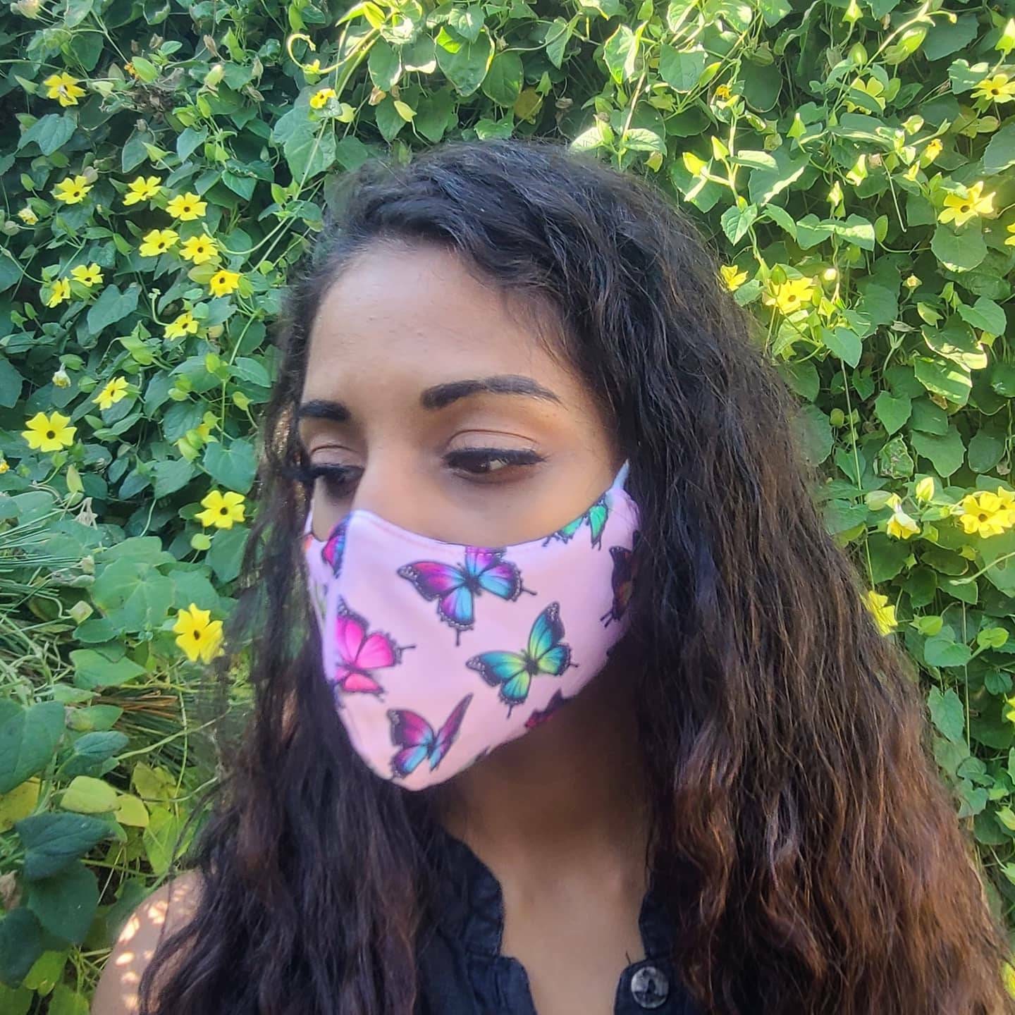 Pink Butterfly Face Mask / 100 Cotton / Reusable Washable / Etsy