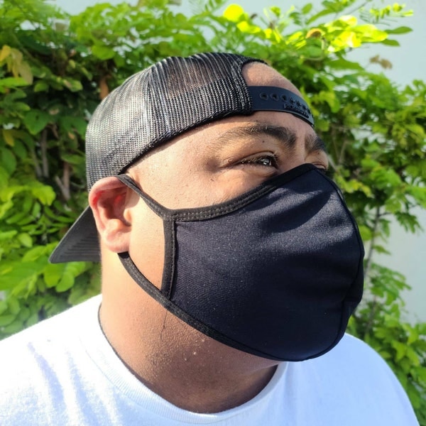 Extra Large Face Mask for Men / XL and XXL Masks / 100% Cotton / Reusable Washable  / Unisex / Two Layers / Breathable / Solid Black