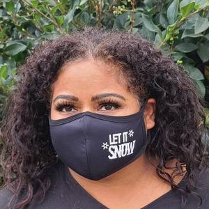 Christmas Face Mask / Let it Snow / 100% Cotton / Reusable, Washable / Double Layer / Breathable / Face Covering / Unisex / Youth, Adult, XL