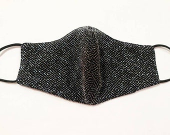 Fancy Black Face Mask / 100% Cotton / Reusable and Washable / Double Layer with Filter Pocket / Breathable / Bedazzled / Glam / Elegant