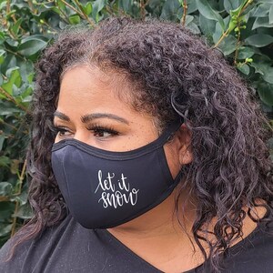 Christmas Face Mask / Let it Snow / 100% Cotton / Reusable, Washable / Double Layer / Breathable / Face Covering / Unisex / Youth, Adult, XL