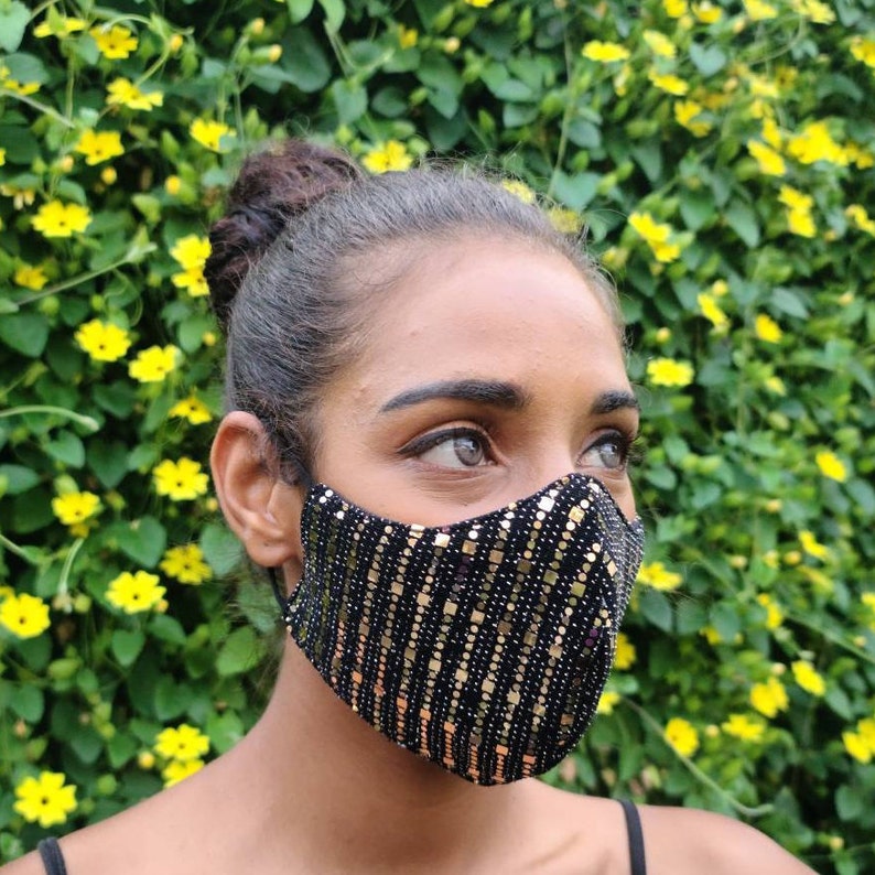 Fancy Black and Gold Face Mask / 100 Cotton / Reusable Etsy