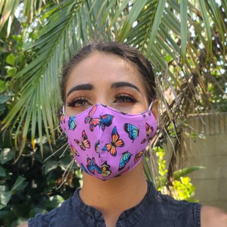 Purple Butterfly Face Mask / 100 Cotton / Reusable Washable Etsy