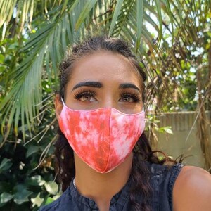 Red Tie Dye Face Mask / 100% Cotton / Reusable and Washable / Double Layer / Breathable / Face Covering / Unisex / Filter Pocket / Unisex