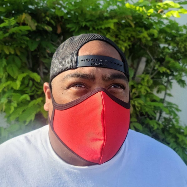 Extra Large Face Mask for Men / XL Mask / 100% Cotton / Reusable Washable / Face Covering / Unisex / Two Layer / Breathable / Solid Red