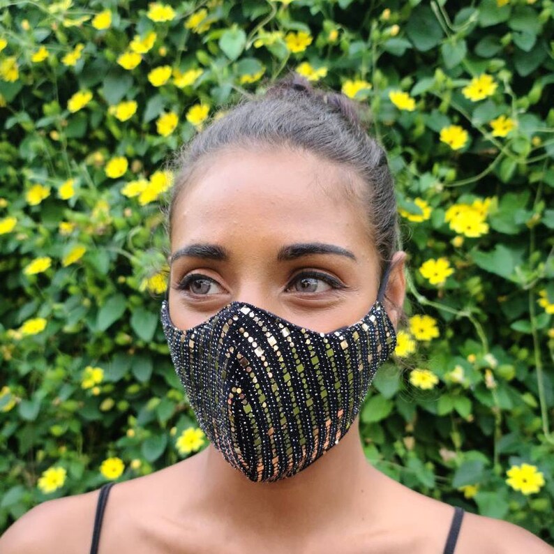 Fancy Black and Gold Face Mask / 100 Cotton / Reusable Etsy