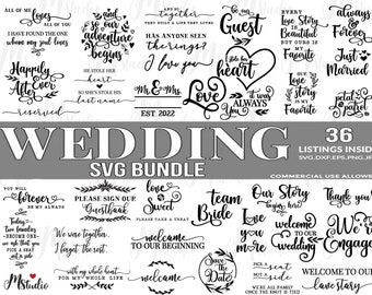 Wedding SVG Bundle, Mr and Mrs Svg, wedding svg files, Bridesmaid Svg, Bride Svg, Flower Girl Svg, groom svg