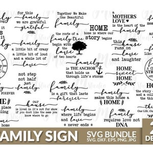 Family Sign Svg Bundle, Funny Cut Files, Home Decoration Pack