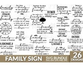 Family Sign Svg Bundle, Funny Cut Files, Home Decoration Pack