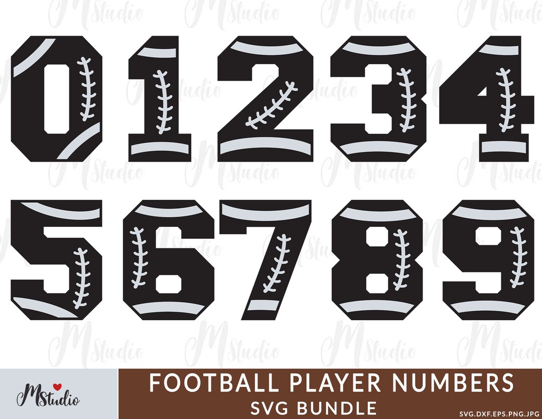 Football Player Numbers Svg Bundle, Football Svg, Football Number Font, Football PNG, Number Cut