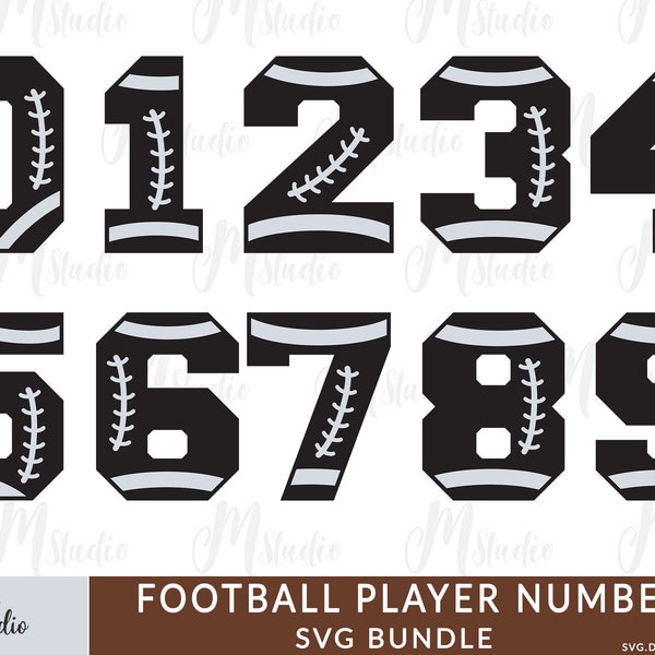 Football Player Numbers Svg Bundle, Football Svg, Football Number Font, Football PNG, File di taglio numerico, Cricut Silhouette, File di taglio