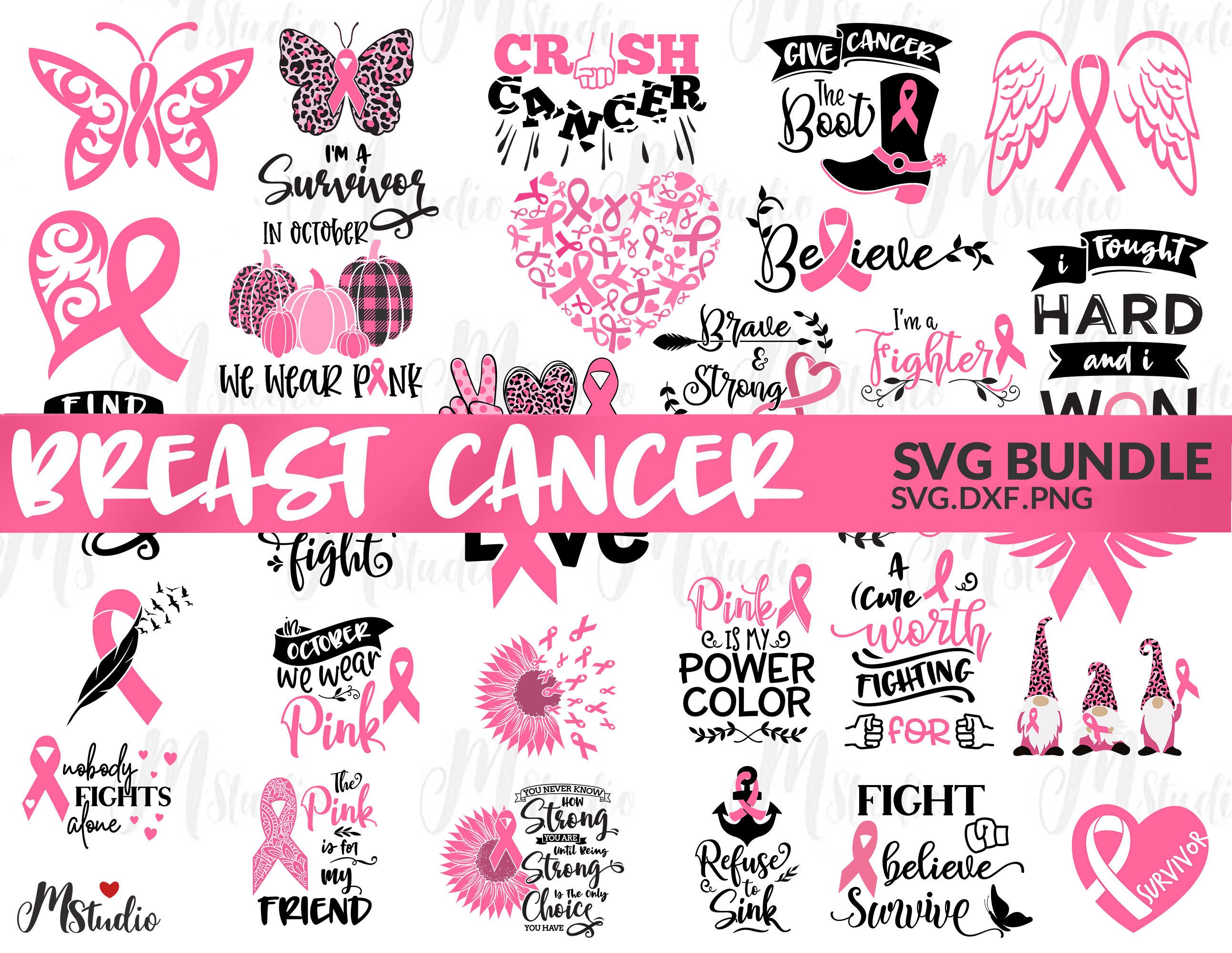Breast Cancer SVG Bundle Cancer SVG Cancer Awareness image