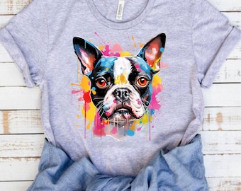 Chien de Boston Terrier Splash, sublimation Png, Boston Terrier chemise Clipart sublimation dessins, amoureux des chiens