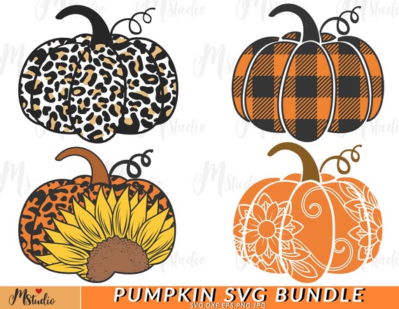 Pumpkin SVG Bundle, Fall Pumpkin Svg, Leopard Pumpkin Svg, Plaid Pumpkin, Fall Silhouette Png Eps Dxf, Digital Cut Files