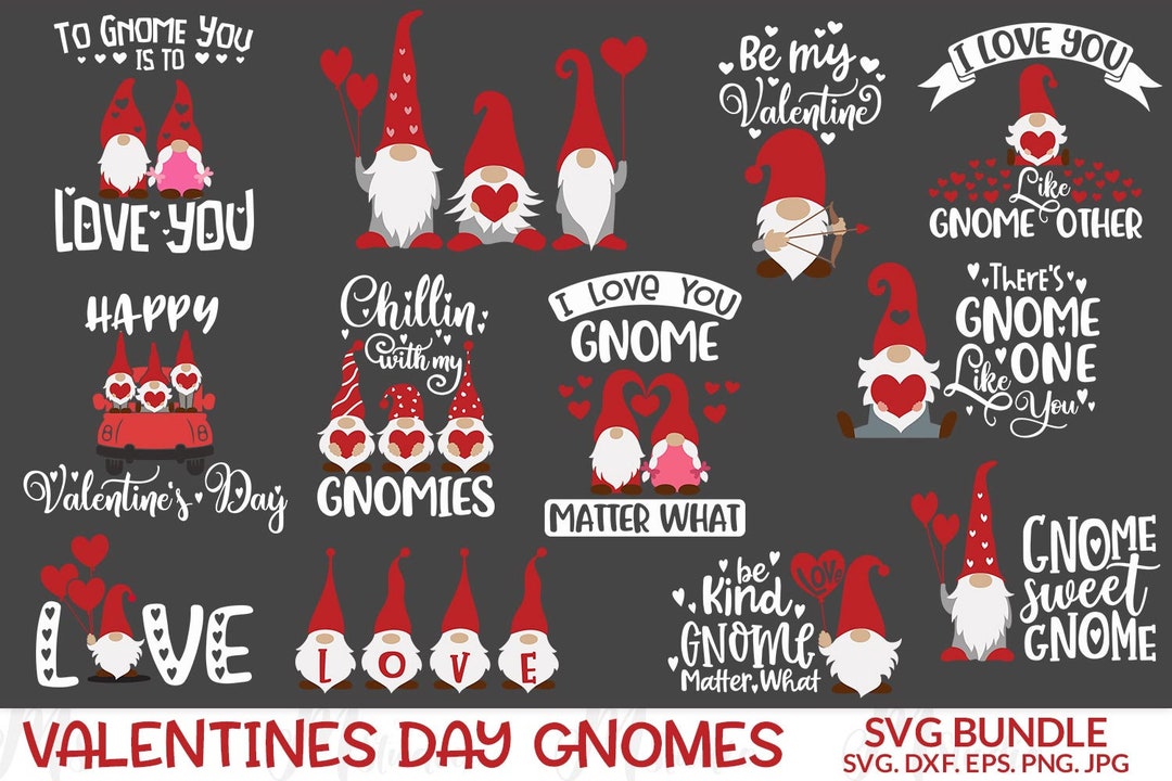 Valentine Day Gnomes SVG, Valentine Gnome SVG, Love SVG, Svg Files for ...