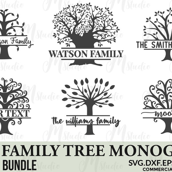 Family Tree Monogram svg, Tree cut files, Family Tree Names, Family Tree Personalized, Commercial use.