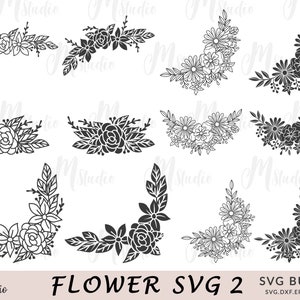 Bundle svg fleur, fleur spray svg, signe svg, décoration florale, bordure florale, mariage, fleur svg, couper des fichiers pour cricut et Silhouette
