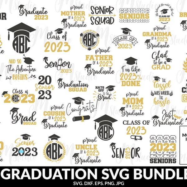 Graduation SVG Bundle, Class of 2023 SVG, Senior 2023 SVG, Graduation cap svg, Graduation svg 2023, Download digitale, Cricut, Silhouette