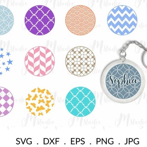 May include: A set of ten digital cut files featuring various geometric patterns in a variety of colors. The patterns include stars, zigzags, chevrons, diamonds, and more. The files are perfect for creating personalized crafts, such as keychains, stickers, and home decor.