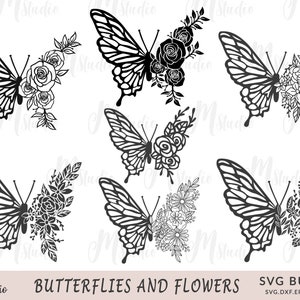 Blumen Schmetterling Design, Schmetterling svg, Schmetterlinge und Blumen, Floral Schmetterling svg, Schmetterling SVG, PNG, DXF, Cricut digitale Datei