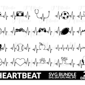Heartbeat bundel svg, Heartbeat Svg, Heartbeat honkbal, Heartbeat svg bundel, Heartbeart silhouet, stethoscoop Heartbeat svg.