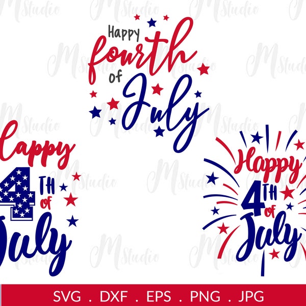Happy 4 juli SVG, Fourth of July SVG, Cut File /patriottische svg, usa svg, Independence Day, Cut File, Silhouet, Instant Download