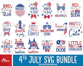 4th Of July Svg Bundle, fourth of July, cut files,Cricut,dxf, silhouette ,USA Flag Svg, Independence Day, Patriotic Svg,America Svg ,USA SVG