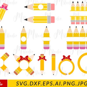 Pencil SVG Bundle, Pencil Split Monogram, Name Frame, Back to School SVG, Teacher svg, Monogram Frame, Cricut, Silhouette, Digital Download