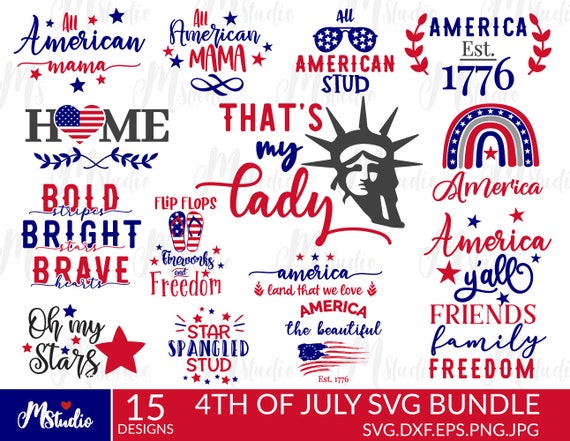 4th of July SVG Bundle USA Flag Svg Independence Day Fourth | Etsy