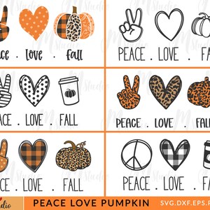Peace Love fall SVG File, fall svg, Peace Sign SVG archivos cortados para cricut, silueta, Peace SVG, Descarga digital