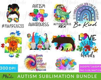 Autism Sublimation Bundle, 300 DPI, Autism PNG Bundle, Autism Ribbon png, Autism Awareness png, Autism , Autism Mom png, Puzzle PNG