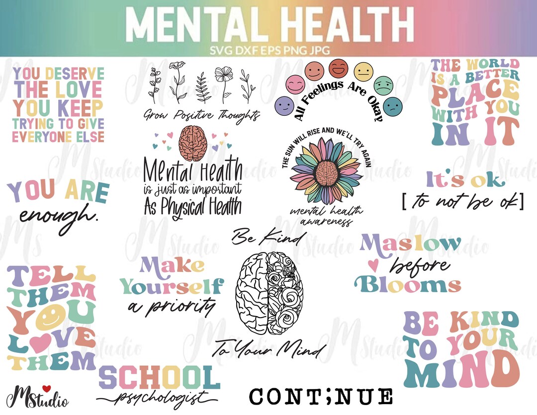 Mental Health SVG Bundle, Inspirational Svg, Positive SVG, Motivational ...