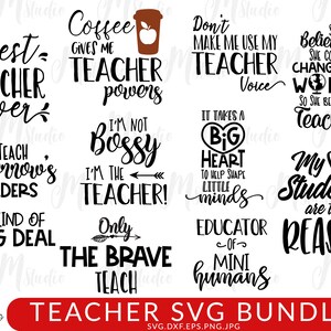 Teacher Svg Bundle, Teacher svg, School svg, Teacher Quote Svg, Teacher Appreciation, Teach Love Inspire, Back to School, svg cutting files
