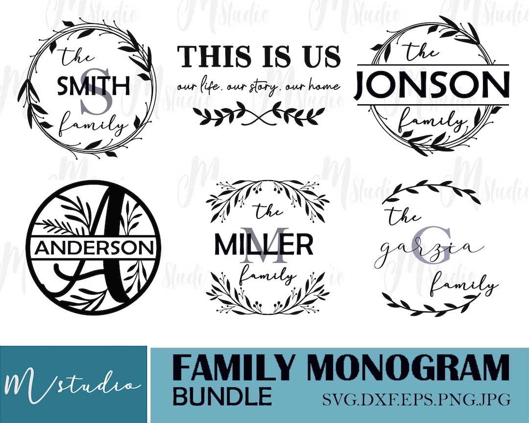 Family Monogram SVG Bundle, and Free Split Monogram Letters. - Etsy