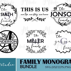 Family monogram SVG bundle, And free split monogram letters.