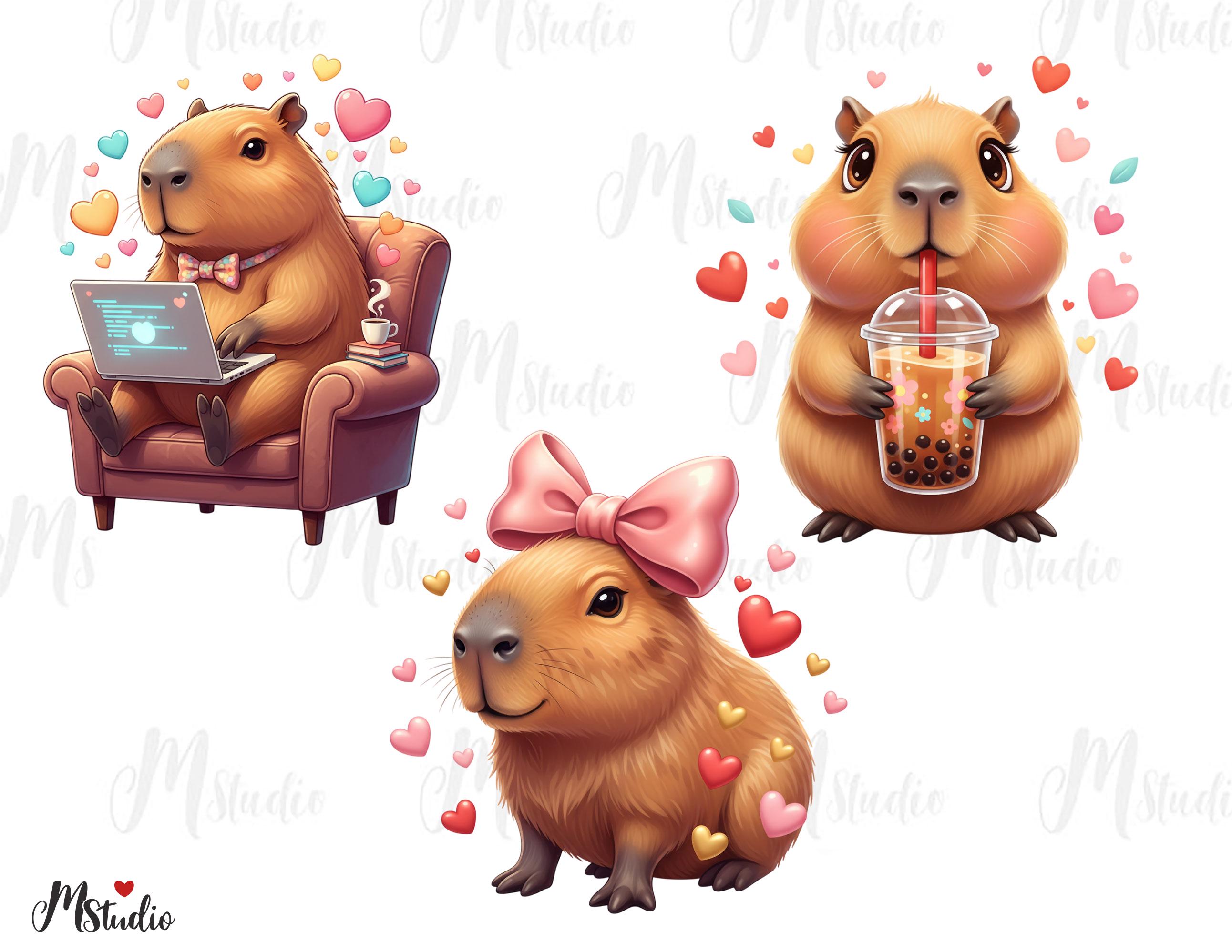 15 PNG Capybara Clipart Bundle, Jungle Animals,birthday Kids Png,cute ...
