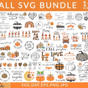 Fall svg, Happy fall svg, Fall svg bundle, Autumn svg bundle, Svg Designs, PNG, Pumpkin svg, Silhouette, Cricut