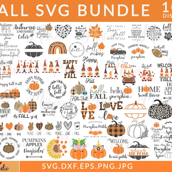 Fall svg, Happy fall svg, Fall svg bundle, Autumn svg bundle, Svg Designs, PNG, Pumpkin svg, Silhouette, Cricut