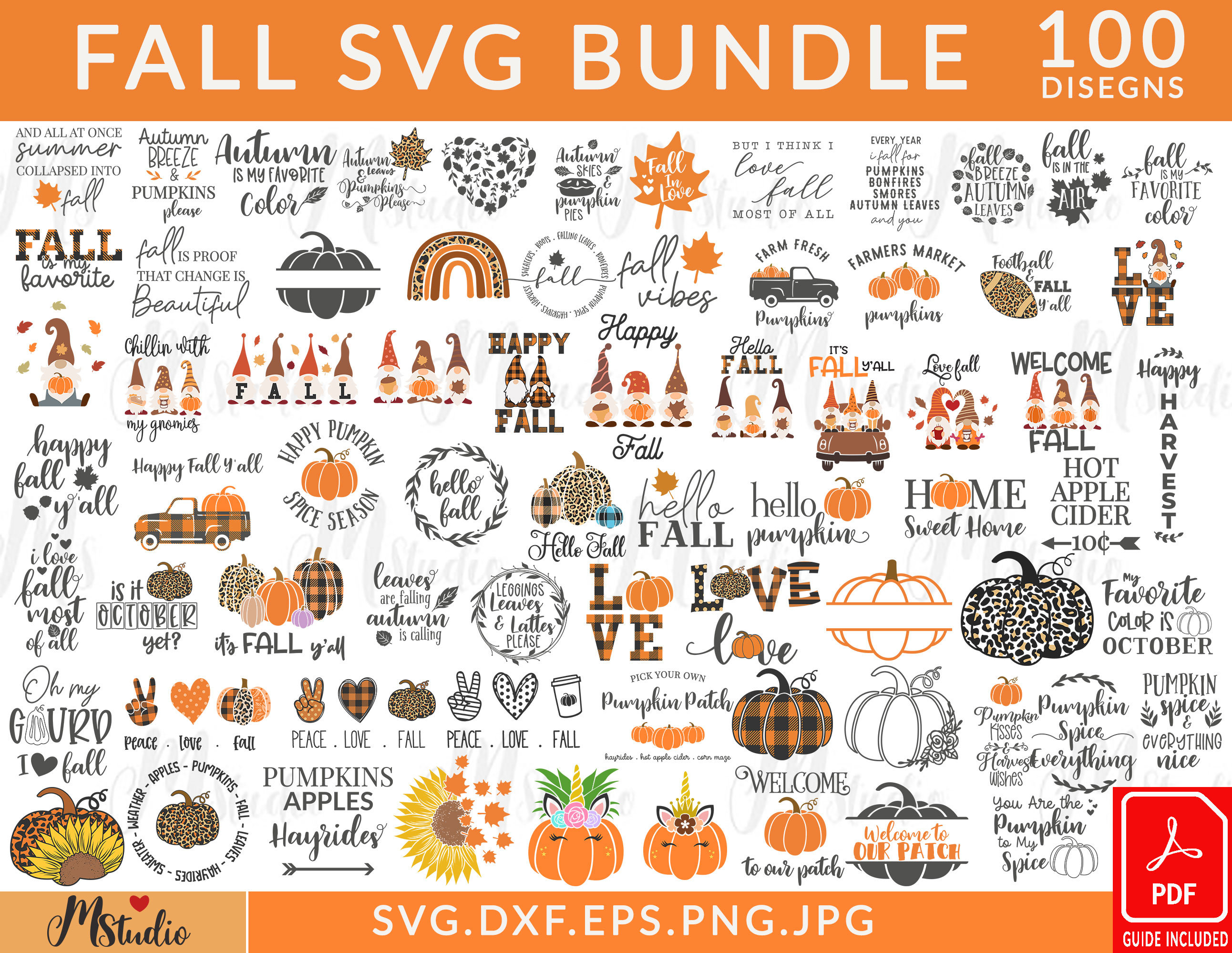 Fall svg, Happy fall svg, Fall svg bundle, Autumn svg bundle, Svg Designs, PNG, Pumpkin svg, Silhouette, Cricut